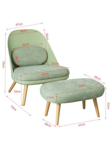 SoBuy Sessel mit Hocker in Hellgrün - (W) 57 x (H) 45 x (L) 67 cm