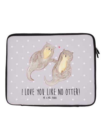 Mr. & Mrs. Panda Notebook Tasche Otter Hände halten mit Spruch in Grau Pastell