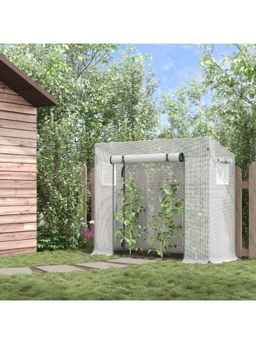 Outsunny Gewächshaus 200L x 76B x 150/168H cm Weiß