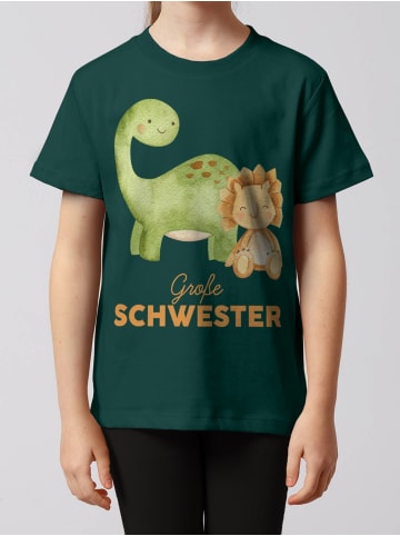 wat? Apparel T-Shirt Dinosaurier 06 Große Schwester in Dunkelgrün
