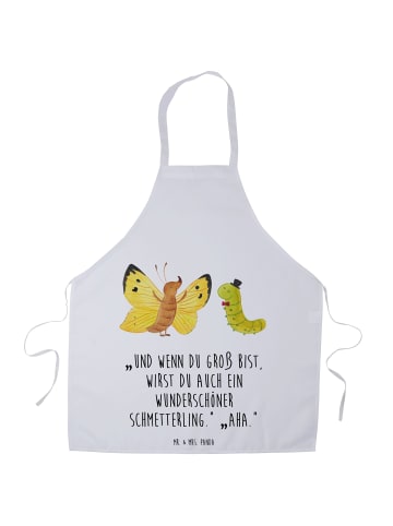 Mr. & Mrs. Panda Grill Schürze Raupe Schmetterling mit Spruch in Weiß