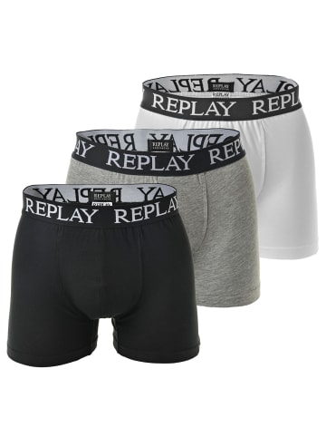 Replay Boxershort 3er Pack in Schwarz/Grau/Weiß