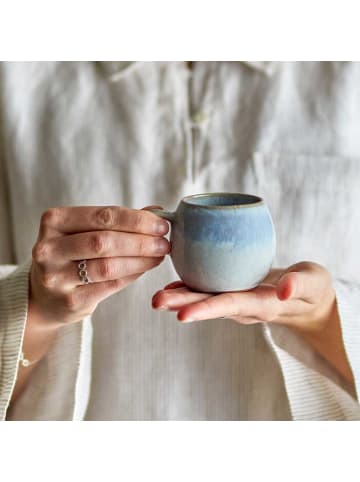 Bloomingville Espresso Tasse PAULA Blau Weiß mit Henkel