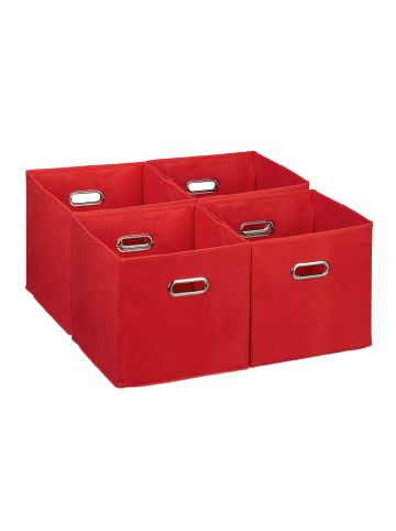 relaxdays 4 x Aufbewahrungsbox in Rot - (B)30 x (H)30 x (T)30 cm