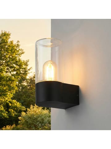 Licht-Erlebnisse Außen Wandlampe (B)8.9 x (H)19.7 cm in Schwarz Klar