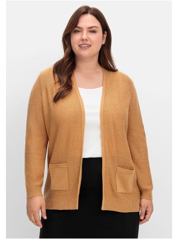 sheego Verschlusslose Strickjacke in camelfarben
