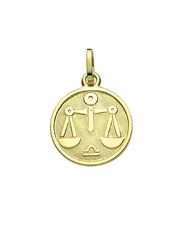 Adeliás Damen & Herren 333 Gold Sternzeichen Anhänger Waage Ø 11,8 mm in gold