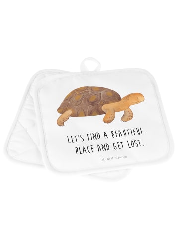 Mr. & Mrs. Panda Topflappen Schildkröte MHerzieren mit Spruch in Weiß