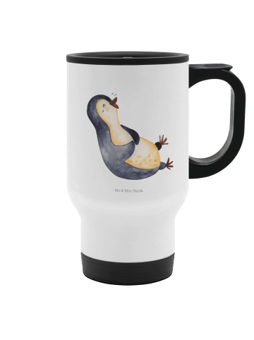 Mr. & Mrs. Panda Thermobecher Mit Deckel Pinguin Lachen ohne Spruch in Weiß