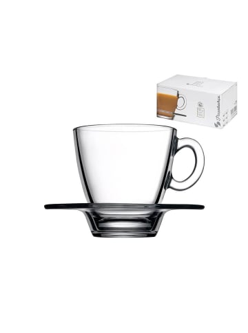 Pasabahce 6er Set Kaffeeglas / Teeglas mit Untertasse in Transparent