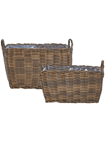 Beliani 2er-Set Outdoor Blumentopf ORMOS in Braun