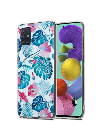 cadorabo Hülle für Samsung Galaxy A51 4G / M40s Blumen Muster in SCHILDKRÖTENBLÄTTER