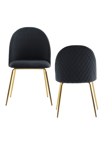 KADIMA DESIGN Design Esszimmerstuhl 2er Set Samt Gepolstert, Küchenstuhl in Schwarz