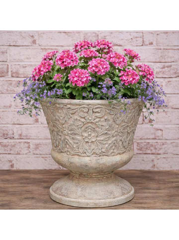 AltoBelli Blumentopf FIORENZA auf Fuß Antik Grau Patina Zement 23x22 cm