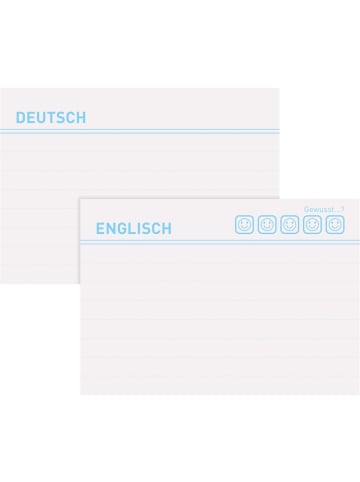 Herlitz Karteikarten / Vokabelkarten A8 liniert 200g/qm weiß Packung mit 100 Stück