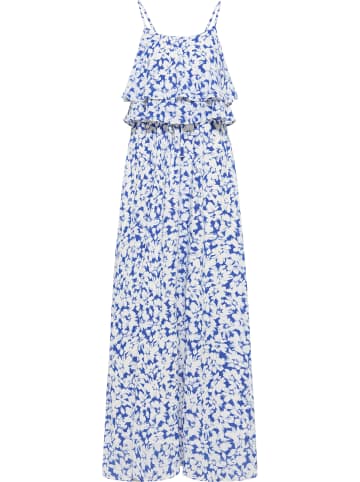 faina Maxikleid Mit Blumenprint in Blau Weiss