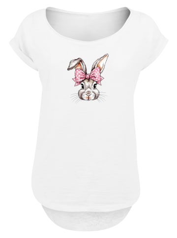 F4NT4STIC Long Cut T-Shirt Niedlicher Hase mit Schleife in weiß