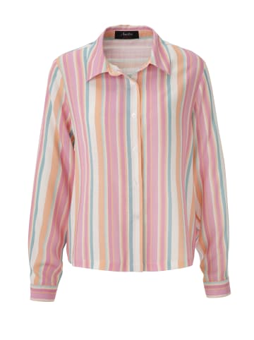 Aniston CASUAL Hemdbluse in rosa-wollweiß-apricot-pink-petrol-gelb