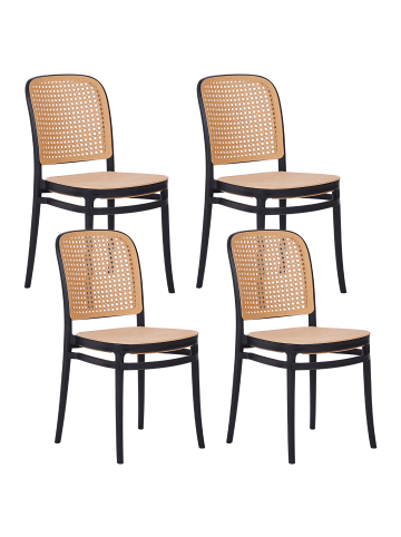 Beliani 4er-Set Esszimmerstuhl PLOSE in Beige/Schwarz