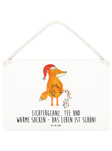 Mr. & Mrs. Panda Schild Fuchs Weihnachten mit Spruch in Weiß