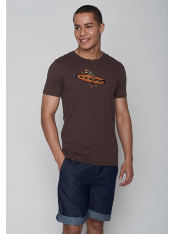 GreenBomb T-Shirt Animal Sloth Surf in Dunkle Schokolade
