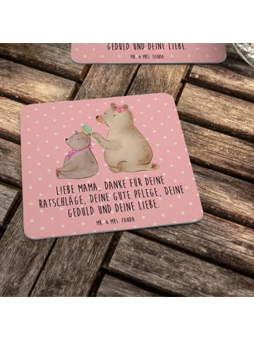 Mr. & Mrs. Panda Tischuntersetzer Bär Kind mit Spruch in Rot Pastell