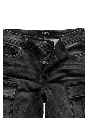 Humy Stretch Denim Shorts im Cargostyle mit Knopfleiste A&S in Schwarz