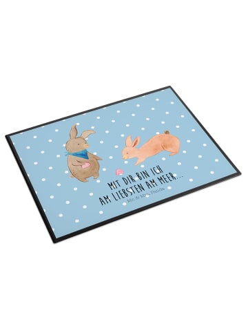 Mr. & Mrs. Panda Schreibunterlage Hasen Muschel mit Spruch in Blau Pastell