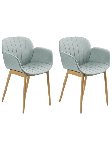 Beliani 2er-Set Esszimmerstuhl ALICE in Grün/Braun