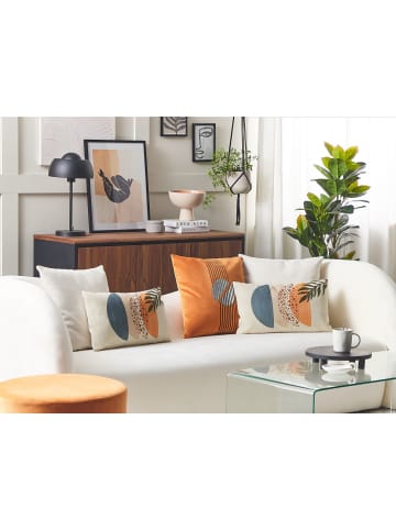 Beliani 2er-Set Dekokissen BROWALLIA in Beige/Bunt