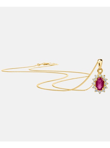 Diamant L'éternel Halskette aus 375 Gelbgold mit 0.31 Karat Diamant mit Rubin