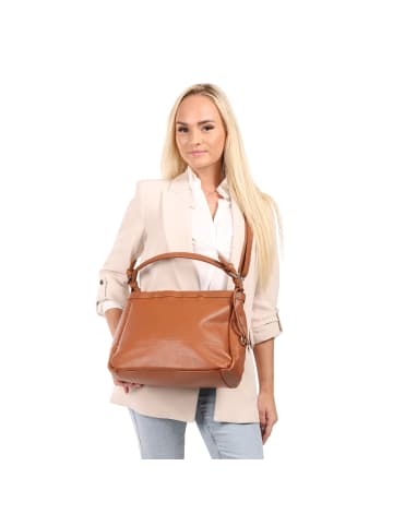 Toscanto Leder Schultertasche Toscanto Tasche hellbraun ca. 38cm