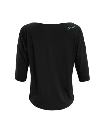Winshape ¾-Arm Shirt Ultra Light mit Glitzer-Aufdruck MCS001 in schwarz/neon grün