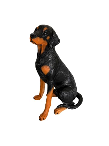 relaxdays Hund-Gartenfigur "Dobermann" in Braun/ Schwarz - (B)39 x (H)83 x (T)52 cm