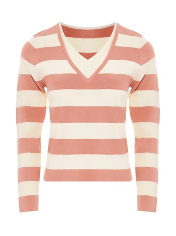 Bridgeport Damen Strickpullover in Dunkelrosa Wollweiss