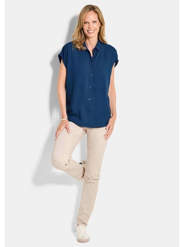 GOLDNER Hemdbluse Viskosebluse mit Hemdkragen in dunkelblau