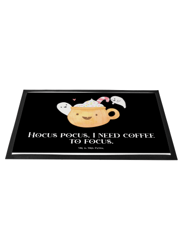 Mr. & Mrs. Panda Fußmatte Kaffee Gespenst mit Spruch in Schwarz