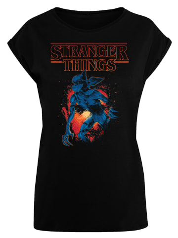F4NT4STIC Extended Shoulder T-Shirt Stranger Things DemoCave Netflix TV Series in schwarz
