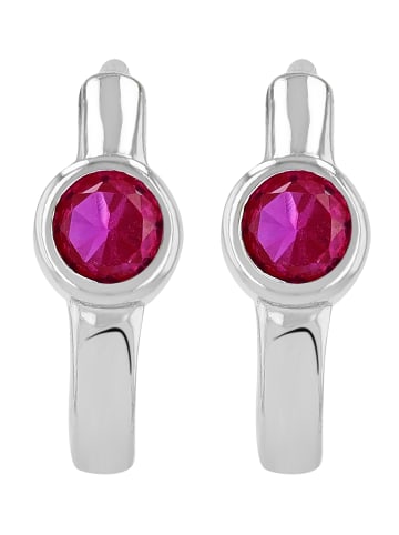 Adeliás Damen Ohrringe – Klappcreole aus 925 Silber mit Zirkonia in silber