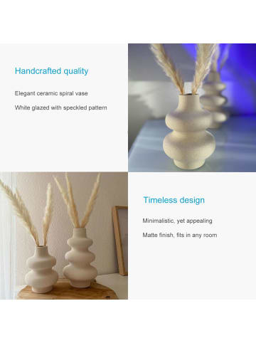 Intirilife Keramik Vase Spiralvase in Creme Weiß