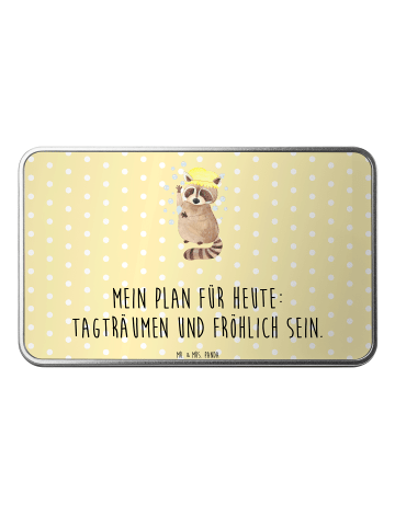 Mr. & Mrs. Panda Geschenkbox Waschbär mit Spruch in Gelb Pastell