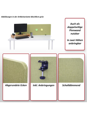 MCW Akustik-Tischtrennwand G75, 60x160cm beige