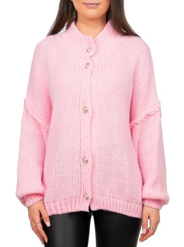 Reichstadt Damen Relaxed Fit Strickjacke Oversized-Look in Pink