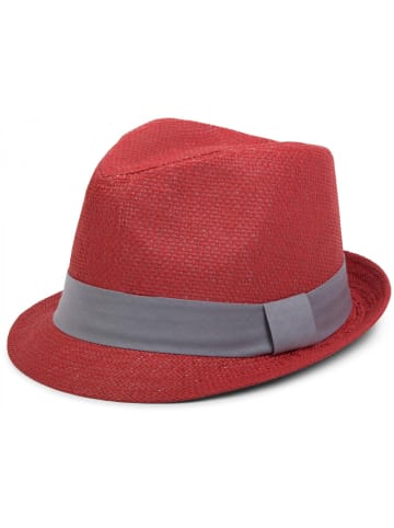 styleBREAKER Trilby Hut in Rot / Dunkelgrau