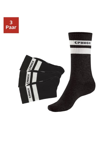 Copenhagen Studios Tennissocken in 3x schwarz mit weißen Streifen