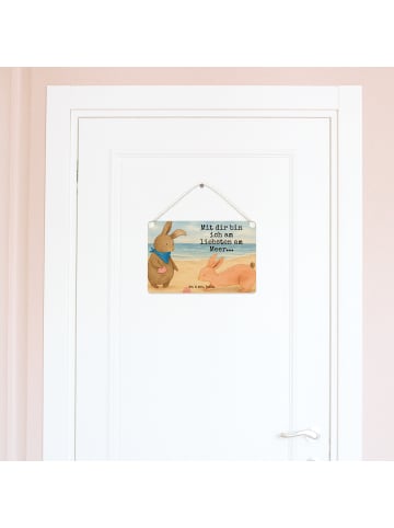 Mr. & Mrs. Panda Schild Hasen Muschel Design mit Spruch in Weiß