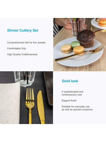 Intirilife Besteck Set für 4 Personen (20-tlg.) in Gold