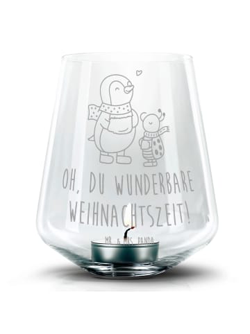 Mr. & Mrs. Panda Glas Windlicht Smörle Winterzeit mit Spruch in Transparent