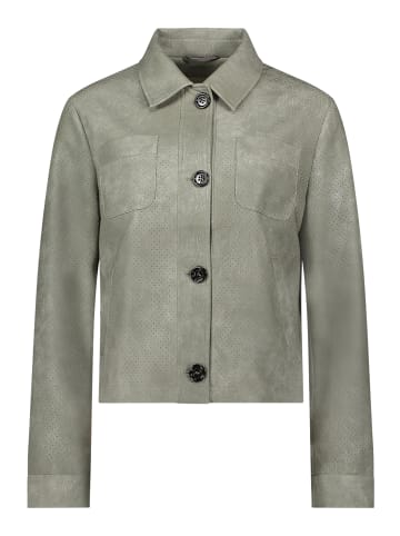 AMBER & JUNE Kunstleder-Jacke mit Kragen in khaki