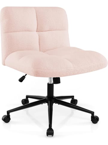 COSTWAY Schneidersitz Stuhl mit Rollen in Rosa